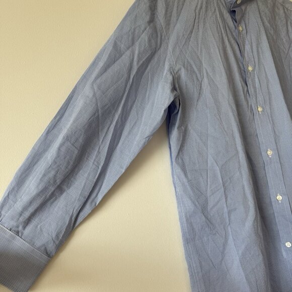 Ralph Lauren Purple Label White and Blue Checks Button Up Shirt Mens 15.5 - Picture 8 of 16